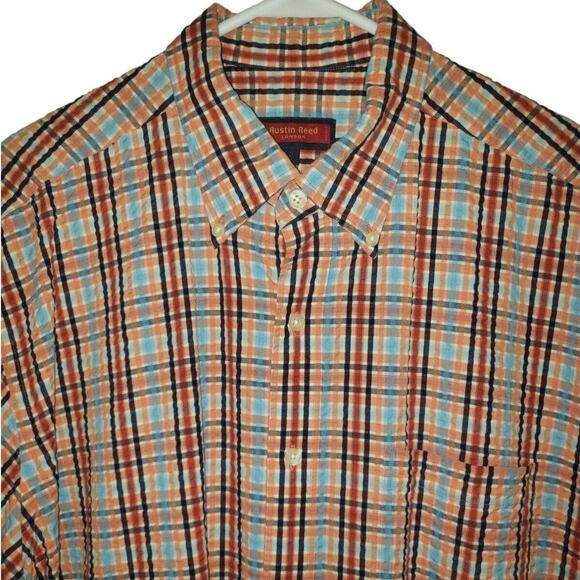 Austin Reed Madrid Plaid Shirt L Multicolor Vtg Cotton Button-Down, Relaxed Fit - Picture 3 of 12